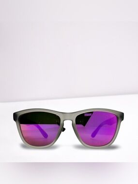 Gray Frame Sunglasses with Purple Mirrored Lenses